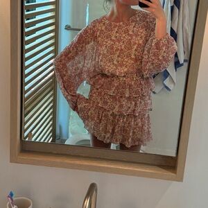 LoveShackFancy silk top (also selling skirt so can be worn as a set)